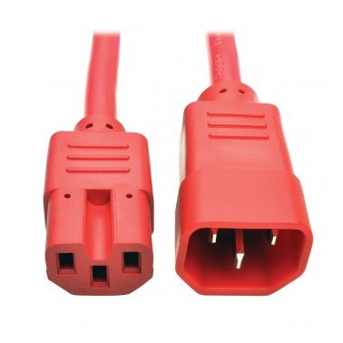 Tripp Lite Heavy-Duty Computer Power Cord, 15A, 14 AWG (IEC-320-C14 to IEC-320-C15), Red, 1.83 m