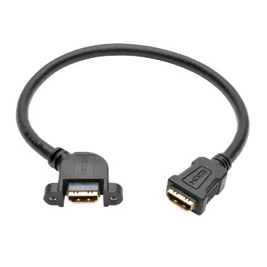 Tripp Lite High-Speed HDMI Cable with Ethernet, Digital Video with Audio (F/F), Panel Mount, 0.31 m (1-ft.)