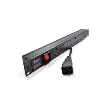 LMS 1U 6 Way Horizontal 13A Switched 19" PDU / Power Bar > IEC20 Plug (Rackmount)