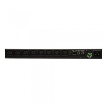 Tripp Lite 3.2-3.8kW Single-Phase Monitored PDU, 200-240V Outlets (8-C13), C20/L6-20P Adapter, 2.59 m Cord, 1U Rack-Mount