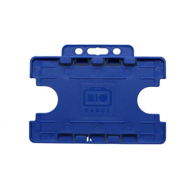 BioBadge Blue Dual-Sided BIOBADGE Open Faced ID Card Holders - Landscape (Pack of 100)