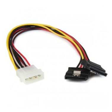 StarTech.com 12in LP4 to 2x Latching SATA Power Y Cable Splitter Adapter - 4 Pin LP4 to Dual SATA