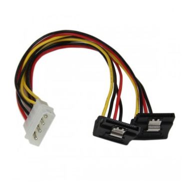 StarTech.com 12in LP4 to 2x Right Angle Latching SATA Power Y Cable Splitter - 4 Pin LP4 to Dual SATA