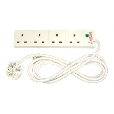 Spire Mains Power Multi Socket Extension Lead, 4-Way, 2M Cable, Surge Protected