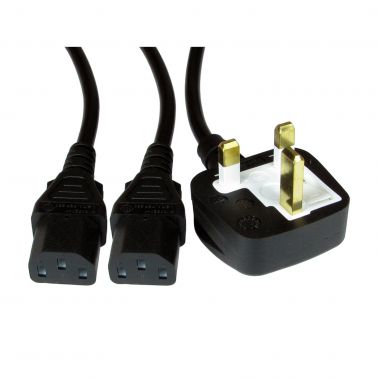 TARGET UK Mains to 2 x IEC Kettle 1.8m Black OEM Power Splitter Cable