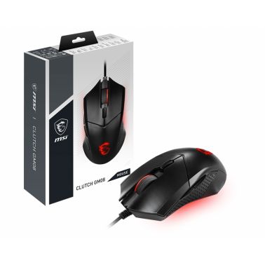 MSI CLUTCH GM08 Optical Gaming Mouse '4200 DPI Optical Sensor, 6 Programmable button, Symmetrical design, Durable switch with 10+ Million Clicks, Weight Adjustable, Red LED'