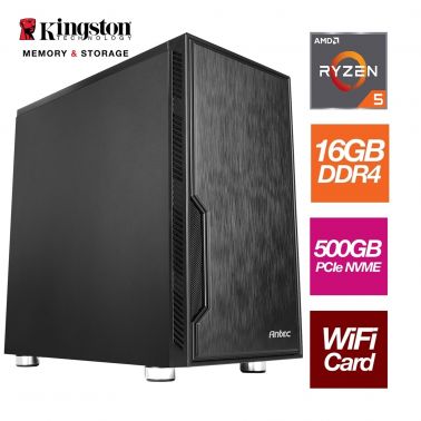 TARGET AMD Ryzen 7 5700G 8 Core 16 Threads 3.80GHz (4.60GHz Boost) 16GB Kingston DDR4 RAM, 500GB Kingston NVMe, with Wi-Fi 6 Card - Stylish Black Antec Case - Pre-Built System