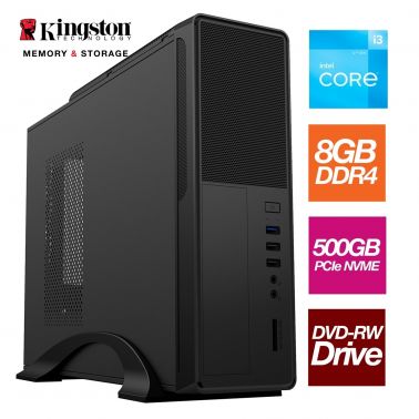 TARGET Small Form Factor - Intel i3 12100 4 Core 8 Thread 3.30GHz (4.30GHz Boost), 8GB Kingston RAM, 500GB Kingston NVMe M.2 - DVDRW, Wi-Fi, - Small Foot Print for Home or Office Use - Pre-Built PC