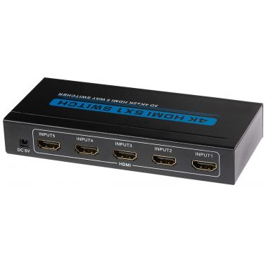 MPS HDMI Switch 5 Ports In 1 Port Out Ultra HD 4K@30Hz with Remote Control