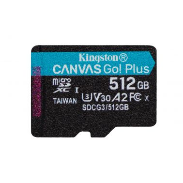 Kingston Technology 512GB microSDXC Canvas Go Plus 170R A2 U3 V30 Single Pack w/o ADP