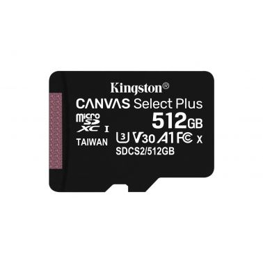 Kingston Technology 512GB micSDXC Canvas Select Plus 100R A1 C10 Single Pack w/o ADP