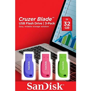 SanDisk Cruzer Blade 3x 32GB USB flash drive USB Type-A 2.0 Blue, Green, Pink