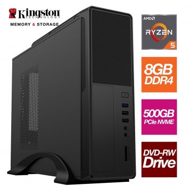 TARGET AMD Ryzen 5 4600G 6 Core 12 Threads 3.70GHz (4.20GHz Boost) 8GB Kingston DDR4 RAM, 500GB Kingston NVMe, DVDRW, WiFi - Small Form Factor Case - Pre-Built System