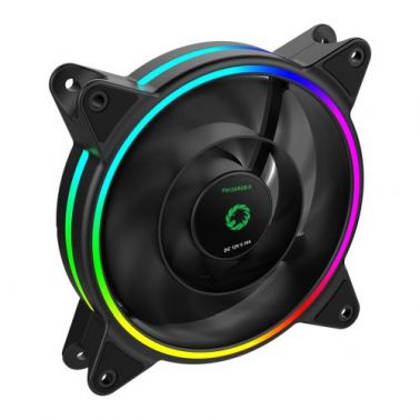 GAMEMAX Razor 12cm PWM Rainbow ARGB Dual Ring Case Fan, Hydro Bearing, 24 LEDs, Anti-Vibration, Up to 1200 RPM