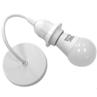 Smithie E27 White Screw Pendant Fitting