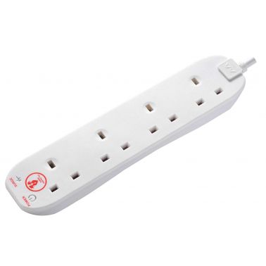 MASTERPLUG 4m 4-Socket 13A Surge Protected Extension Lead White