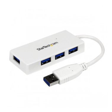 StarTech.com Portable 4 Port SuperSpeed Mini USB 3.0 Hub - White