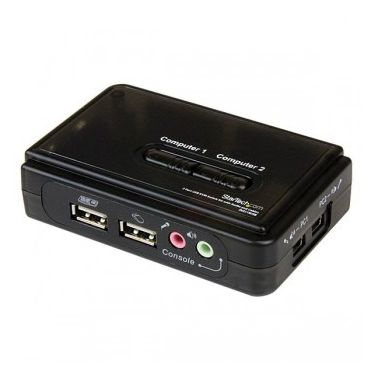 StarTech.com 2 Port Black USB KVM Switch Kit with Audio and Cables