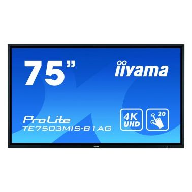 iiyama ProLite TE7503MIS-B1AG touch screen monitor 189.2 cm (74.5") 3840 x 2160 pixels Black Multi-touch Multi-user
