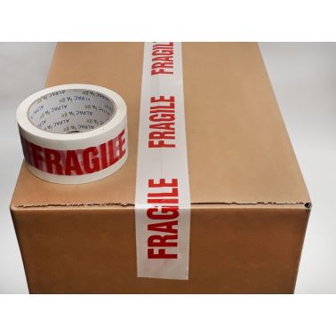 AP Box 72 Printed BOPP Tape FRAGILE 48mm  66m  38mu Red/ Wht TFB486638