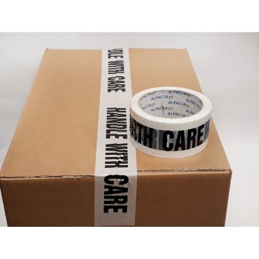 AP Box 72 Printed BOPP Tape HANDLE WITH CARE 48mm  66m  38mu Blk/ Wht THB486638