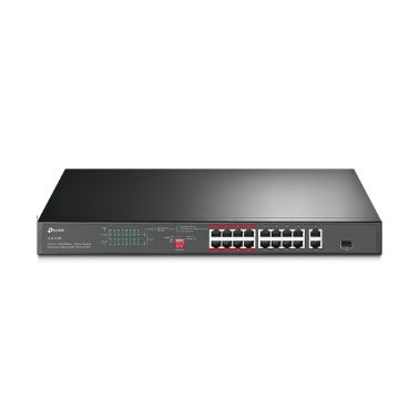 TP-LINK 16-Port 10/100 Mbps + 2-Port Gigabit Rackmount PoE Switch with 16-Port PoE+