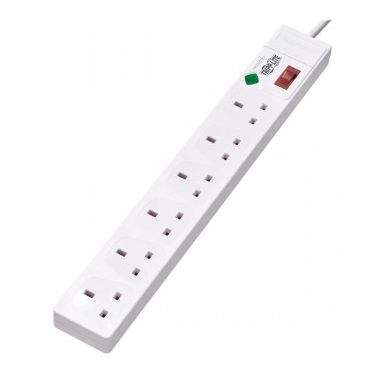 Tripp Lite 6-Outlet Surge Protector - British BS1363A Outlets, 220-250V AC, 13A, 1.8 m Cord, BS1363A Plug, White