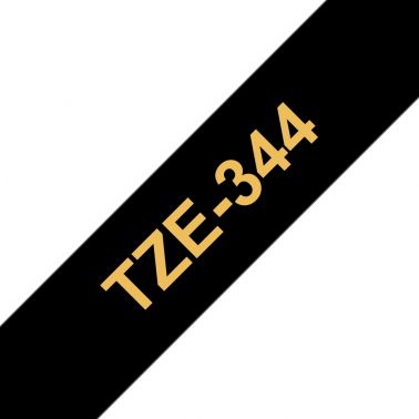 Brother TZE-344 DirectLabel gold on black Laminat 18mm x 8m for Brother P-Touch TZ 3.5-18mm/36mm/6-18mm/6-24mm/6-36mm