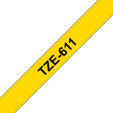 Brother TZE-611 DirectLabel black on yellow Laminat 6mm x 8m for Brother P-Touch TZ 3.5-18mm/6-12mm/6-18mm/6-24mm/6-36mm