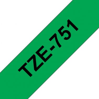 Brother TZE-751 DirectLabel black on green Laminat 24mm x 8m for Brother P-Touch TZ 3.5-24mm/HSE/36mm/6-24mm/6-36mm