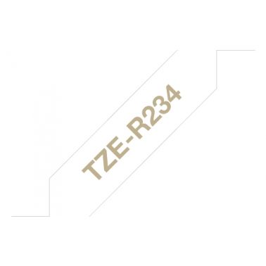 Brother TZE-R234 DirectLabel gold on white non adhesive textil 12mm x 4m for Brother P-Touch TZ 3.5-18mm/6-12mm/6-18mm/6-24mm/6-36mm