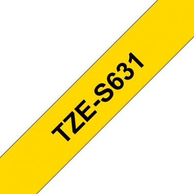 Brother TZE-S631 DirectLabel black on yellow extra strong Laminat 12mm x 8m for Brother P-Touch TZ 3.5-18mm/6-12mm/6-18mm/6-24mm/6-36mm