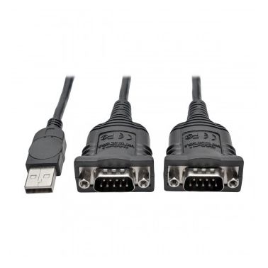 Tripp Lite 1.83 m 2-Port USB to DB9 Serial FTDI Adapter Cable with COM Retention (M/M)