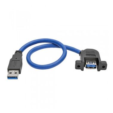 Tripp Lite USB 3.0 SuperSpeed Panel-Mount Type-A Extension Cable (M/F), 0.31 m (1-ft.)