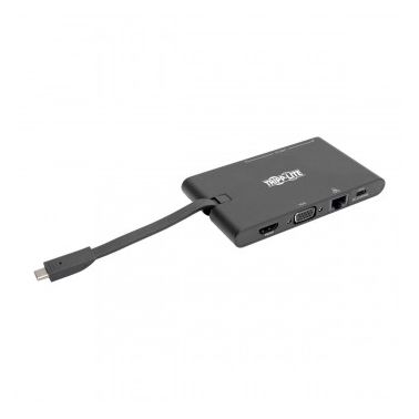 Tripp Lite USB-C Laptop Docking Station - HDMI, VGA, GbE, 4K  30 Hz, Thunderbolt 3, USB-A, USB-C, PD Charging 3.0, Black
