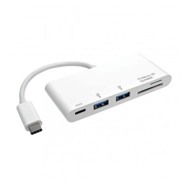 Tripp Lite 2-Port USB 3.1 Gen 1 Portable Hub, USB Type-C (USB-C) to (x2) USB-A, USB-C Charging Port and Micro SD & SD/MMC Reader