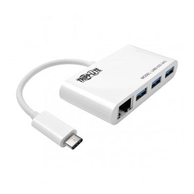 Tripp Lite 3-Port USB 3.1 Gen 1 Portable Hub, USB-C to (x3) USB-A, with Gigabit Ethernet Port