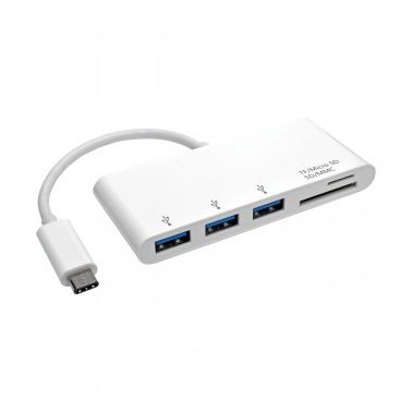 Tripp Lite 3-Port USB 3.1 Gen 1 Portable Hub, USB-C to (x3) USB-A, Micro SD & SD/MMC Reader