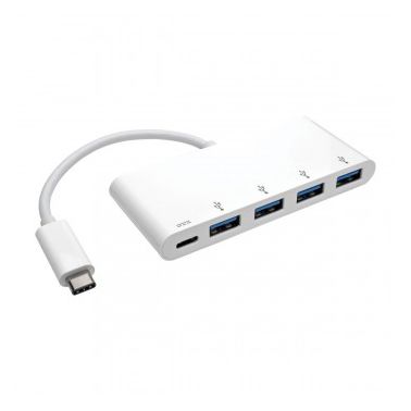 Tripp Lite 4-Port USB 3.1 Gen 1 Portable Hub, USB Type-C (USB-C) to (x4) USB-A, with USB-C Charging Port