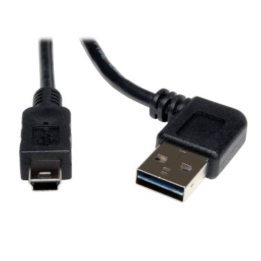 Tripp Lite Universal Reversible USB 2.0 Hi-Speed Cable (Reversible Right/Left Angle A to 5Pin Mini-B M/M), 6-ft.