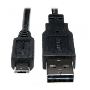 Tripp Lite Universal Reversible USB 2.0 Hi-Speed Cable (Reversible A to 5Pin Micro B M/M), 3-ft.