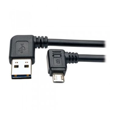 Tripp Lite Dedicated Reversible USB Charging Cable (Left / Right Angle Reversible A to Right Angle 5-Pin Micro B) Black, 0.91 m (3-ft.)