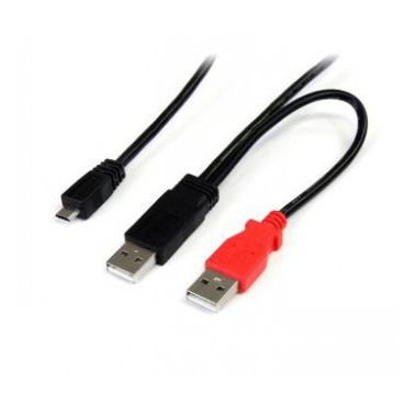 StarTech.com 1 ft USB Y Cable for External Hard Drive - Dual USB A to Micro B