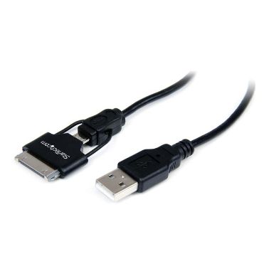 StarTech.com 0.65m (2 ft) Short Apple 30-pin Dock Connector or Micro USB to USB Combo Cable for iPhone / iPod / iPad