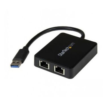 StarTech.com USB 3.0 to Dual Port Gigabit Ethernet Adapter NIC w/ USB Port