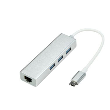 ProXtend USB-C 3-port USB-A + Ethernet MultiHub, Silver