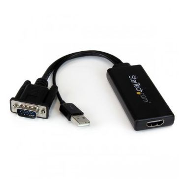 StarTech.com VGA to HDMI Adapter with USB Audio & Power �� Portable VGA to HDMI Converter �� 1080p