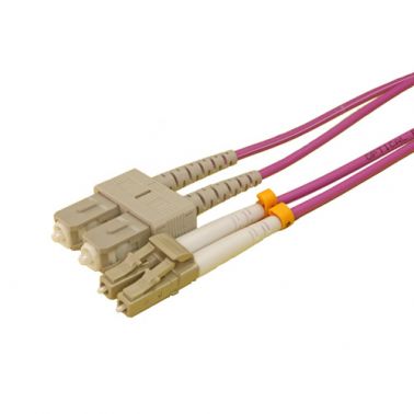 Cablenet 1m OM3 50/125 LC-SC Duplex Violet LSOH Fibre Patch Lead