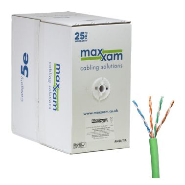 Cablenet Cat5e Green U/UTP LSOH 24AWG Solid CPR Dca Cable 305m Reelex Box