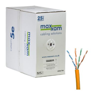 Cablenet Cat5e Orange U/UTP LSOH 24AWG Solid CPR Dca Cable 305m Reelex Box
